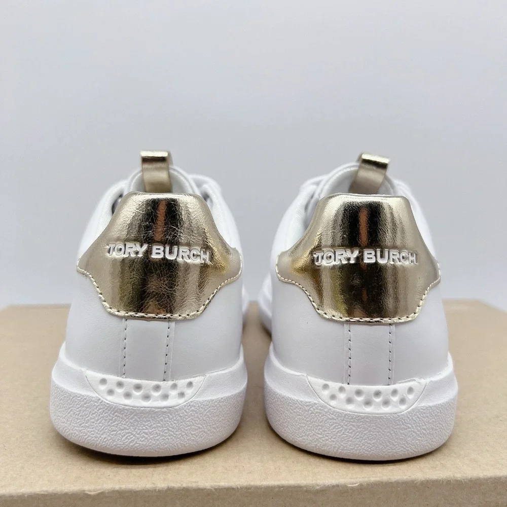 Tory Burch Howell Court Women's Fashion Sneakers White Leather Lace Up US 6.5